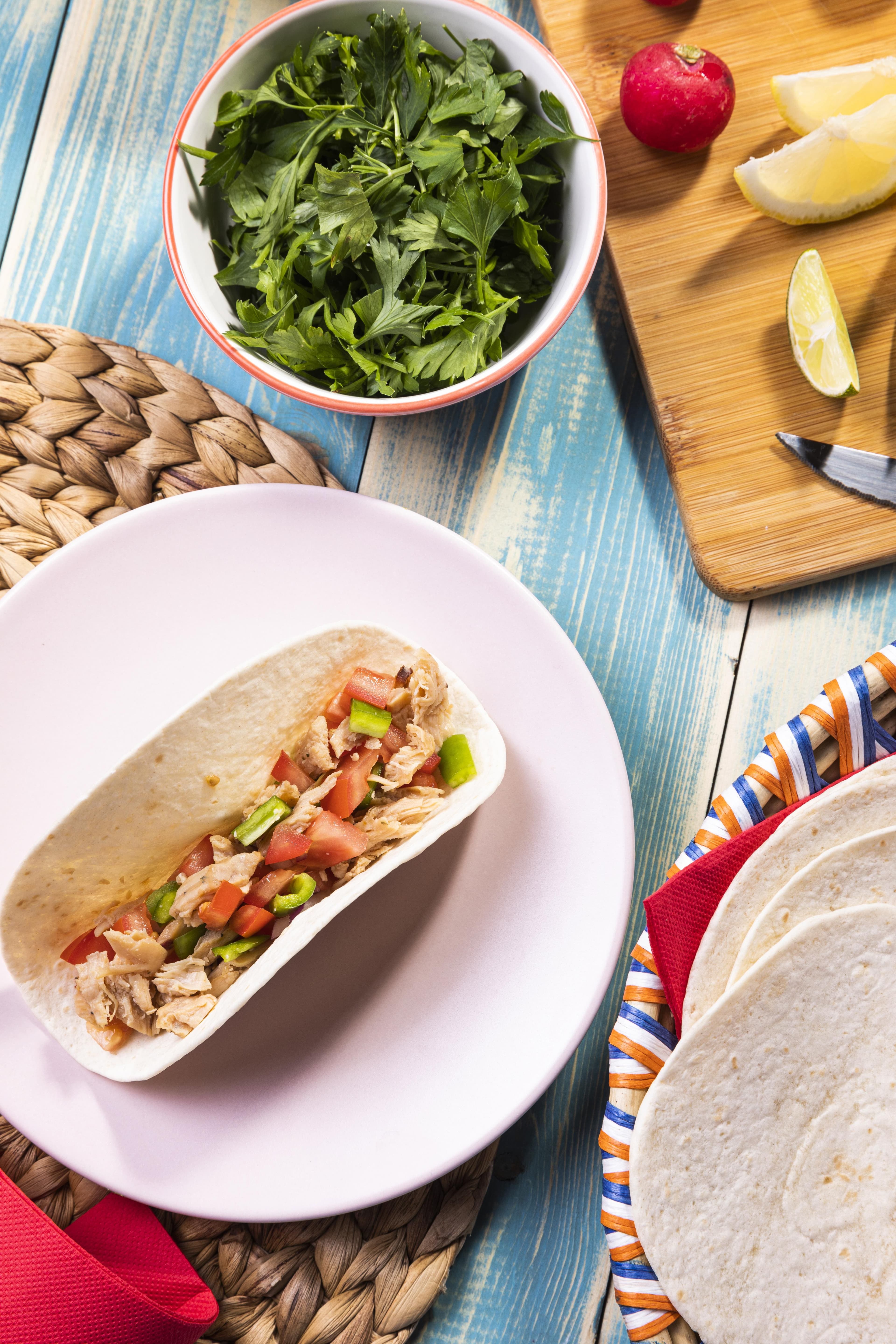Chicken, avocado and vegetable wrap