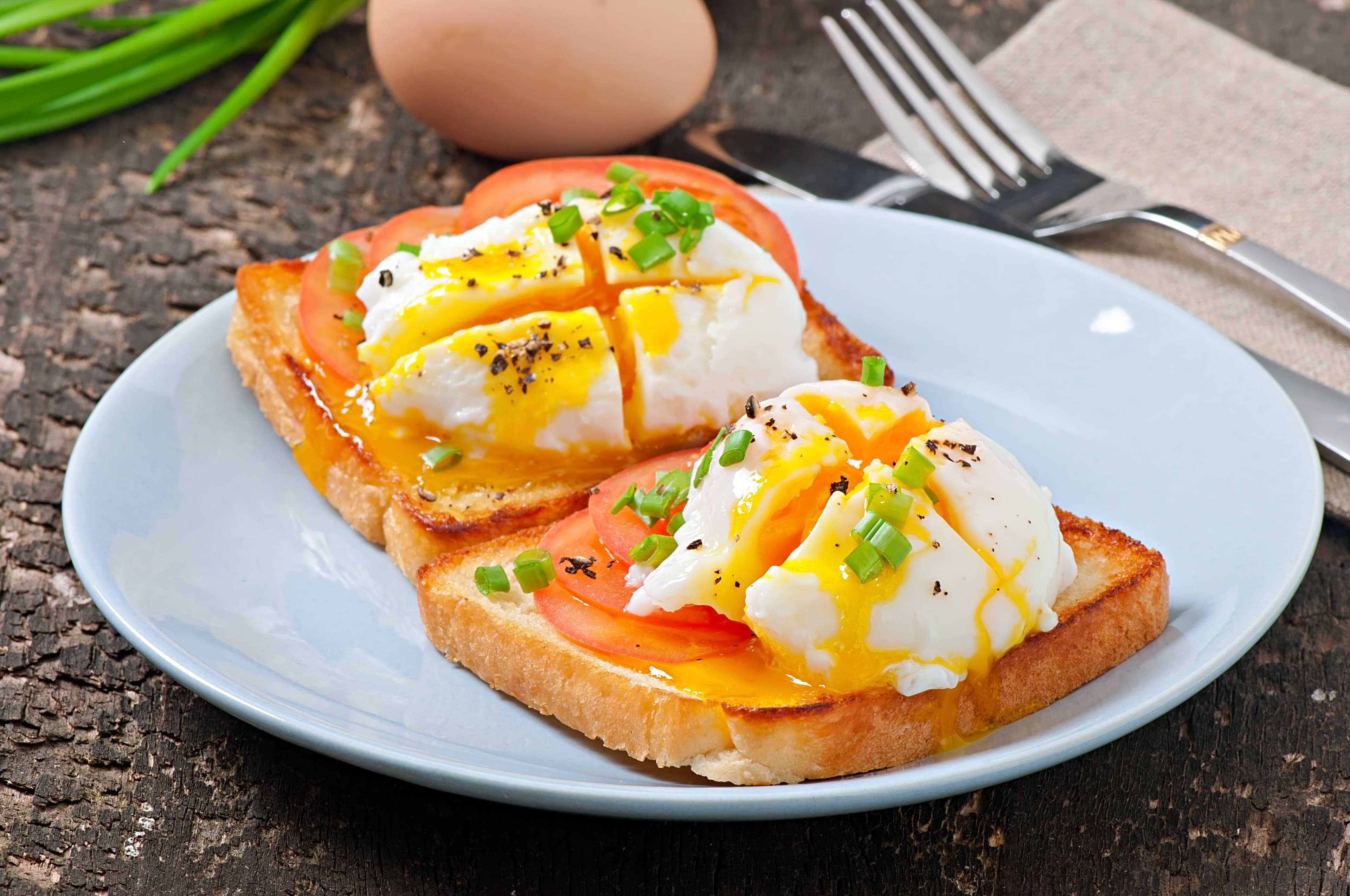 Devilled egg and salmon toast